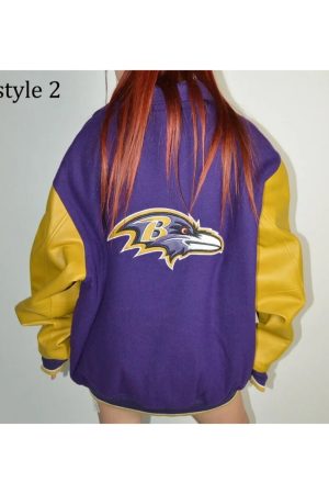 Varsity Baltimore Ravens Purple and Yellow Jacket