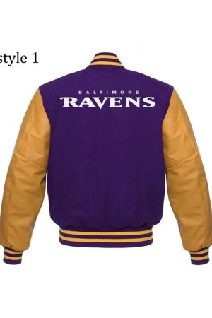 Varsity Baltimore Ravens Purple and Yellow Jacket