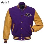 Varsity Baltimore Ravens Purple and Yellow Jacket - Style 1