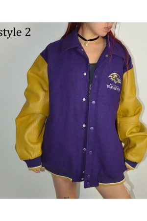 Varsity Baltimore Ravens Purple and Yellow Jacket