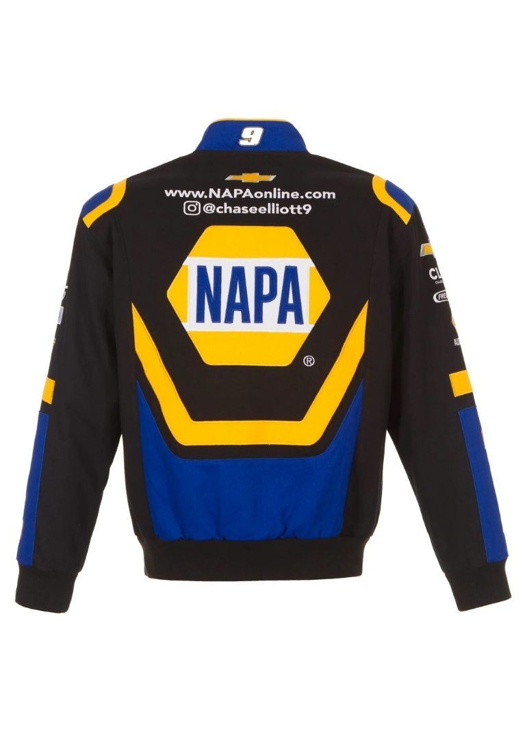 Nascar Chase Elliott NAPA Twill Full-Snap Jacket 2 Nascar Chase Elliott NAPA Twill Full-Snap Varsity Jacket