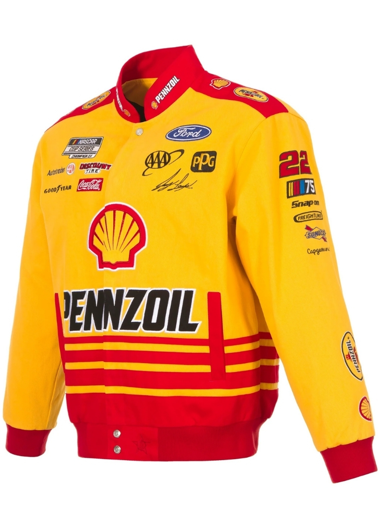 Nascar Joey Logano Shell Pennzoil Twill Full-Snap Jacket 3 Nascar Joey Logano Shell Pennzoil Full-Snap Jacket
