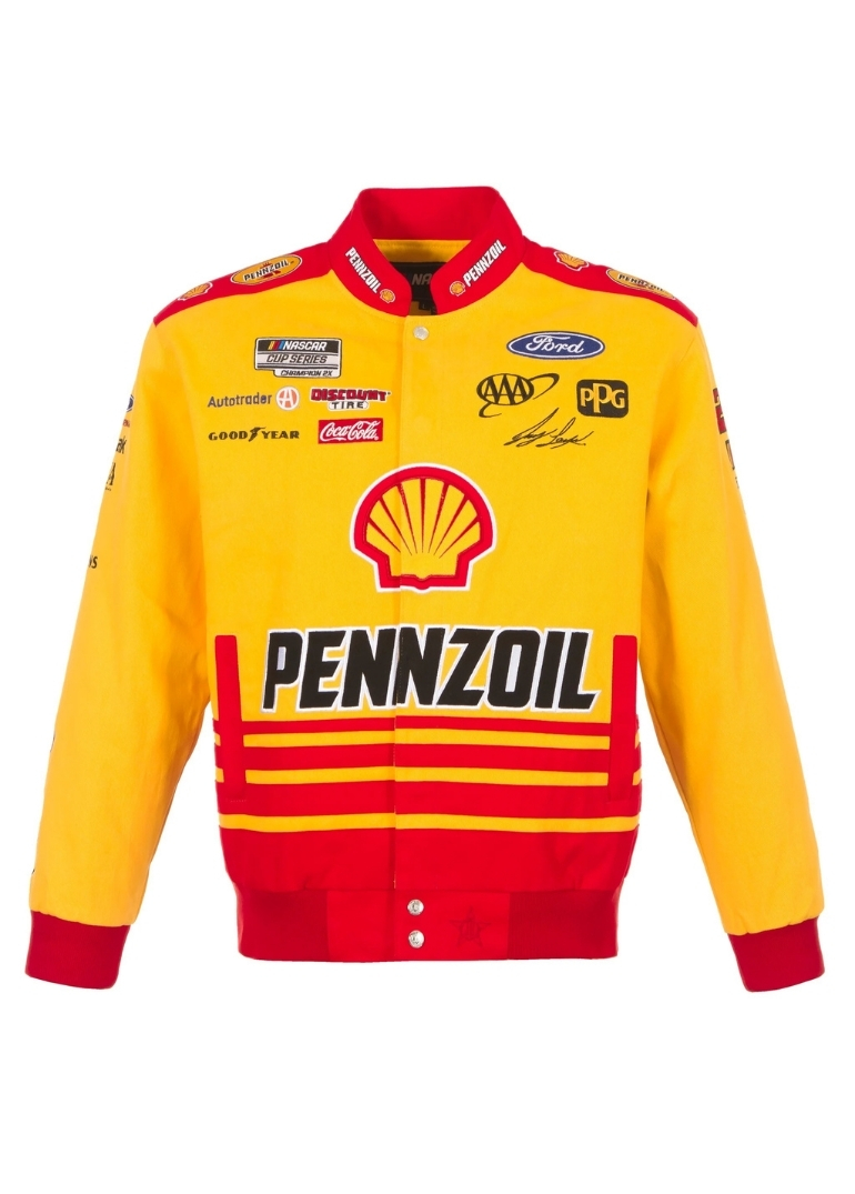 Nascar Joey Logano Shell Pennzoil Twill Full-Snap Jacket 1 Nascar Joey Logano Shell Pennzoil Twill Jacket