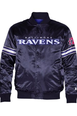 Navy The Pick and Roll Baltimore Ravens Full-Snap Satin Jacket