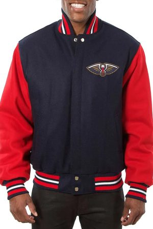 Navy and Red New Orleans Pelicans Varsity Jacket