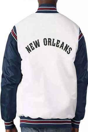 New Orleans Pelicans Renegade Varsity White Navy Jacket
