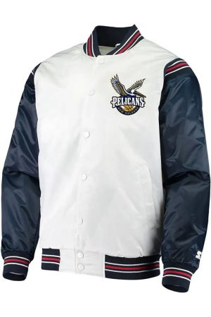 New Orleans Pelicans Renegade Varsity White Navy Jacket
