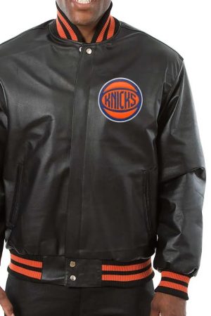 New York Knicks Varsity Black Leather Jacket