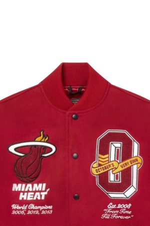 OVO Miami Heat Varsity Wool Burgundy Jacket