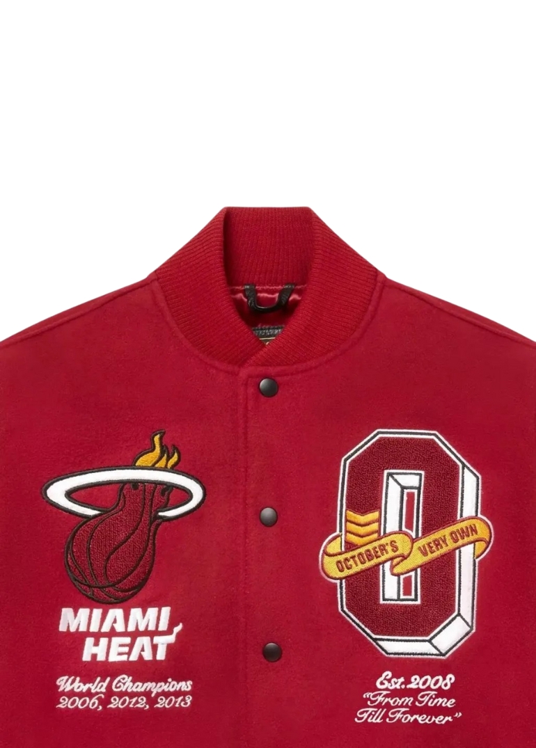 OVO Miami Heat Varsity Wool Burgundy Jacket 3 OVO Miami Heat Varsity Burgundy Jacket