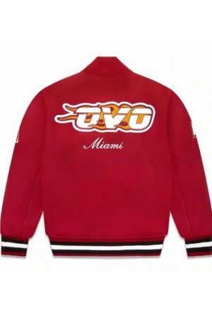 OVO Miami Heat Varsity Wool Burgundy Jacket