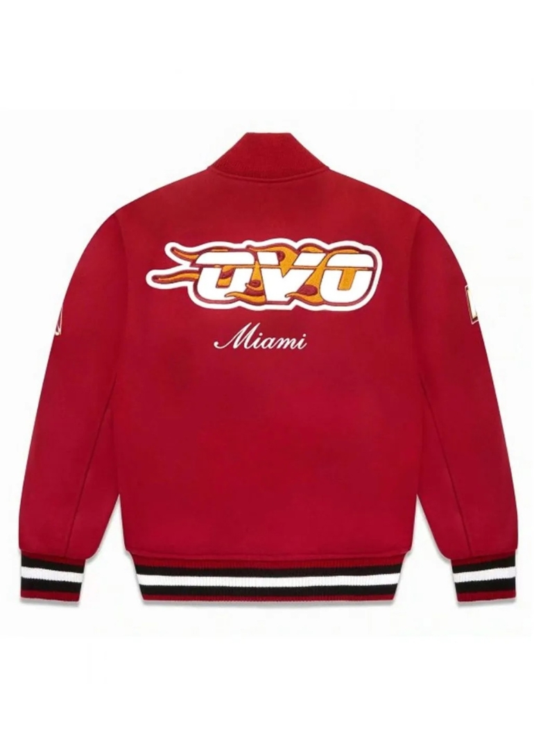 OVO Miami Heat Varsity Wool Burgundy Jacket 2 OVO Miami Heat Varsity Wool Jacket