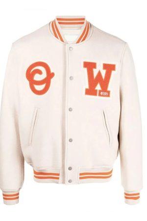 OW Logo-Patch Off-White Varsity Jacket