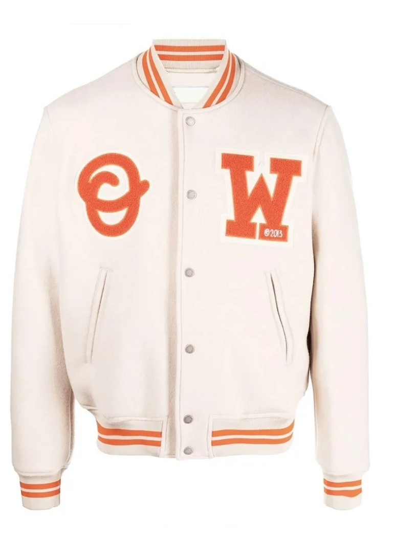 OW Logo-Patch Off-White Varsity Jacket 1 OW Logo-Patch Off-White Varsity Jacket