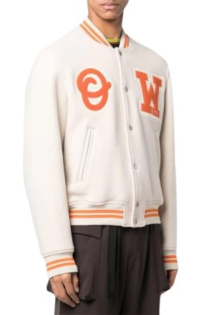OW Logo-Patch Off-White Varsity Jacket