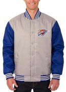 Oklahoma City Thunder Gray Royal Varsity Poly Twill Jacket
