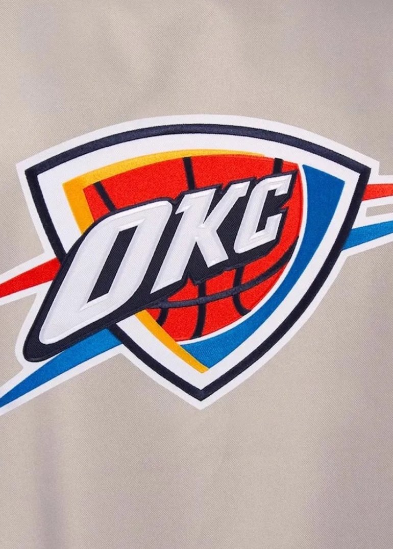Oklahoma City Thunder Gray Royal Varsity Poly Twill Jacket 3 Oklahoma City Thunder Gray Royal Varsity Twill Jacket