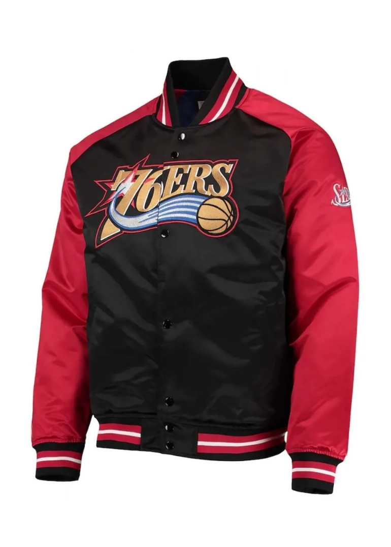 Philadelphia 76ers Hardwood Classics Satin Jacket 1 Philadelphia 76ers Hardwood Classics Satin Jacket