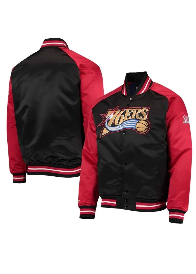 Philadelphia 76ers Hardwood Classics Satin Jacket 3 Philadelphia 76ers Hardwood Satin Jacket