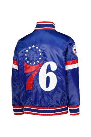 Philadelphia 76ers Home Game Royal Satin Jacket