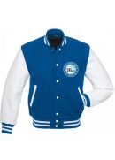 Philadelphia 76ers Letterman Blue and White Jacket