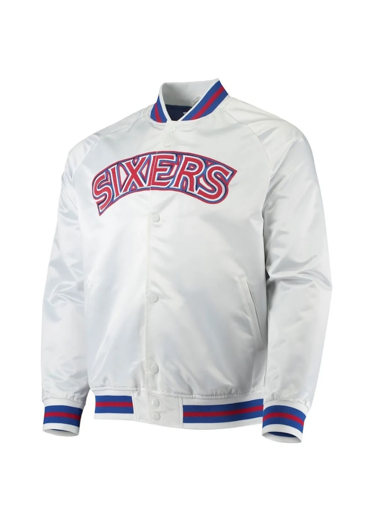 Philadelphia 76ers Sixers Satin Full-Snap Jacket 5 Philadelphia 76ers Satin Full-Snap Jacket