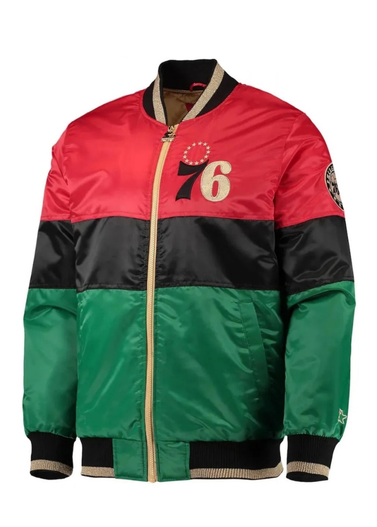Philadelphia 76ers Satin Full-Zip Jacket 1 Philadelphia 76ers Satin Full-Zip Jacket
