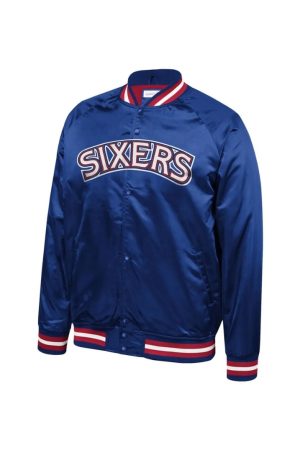 Philadelphia 76ers Sixers Satin Full-Snap Jacket