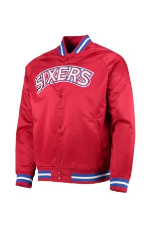 Philadelphia 76ers Sixers Satin Full-Snap Jacket