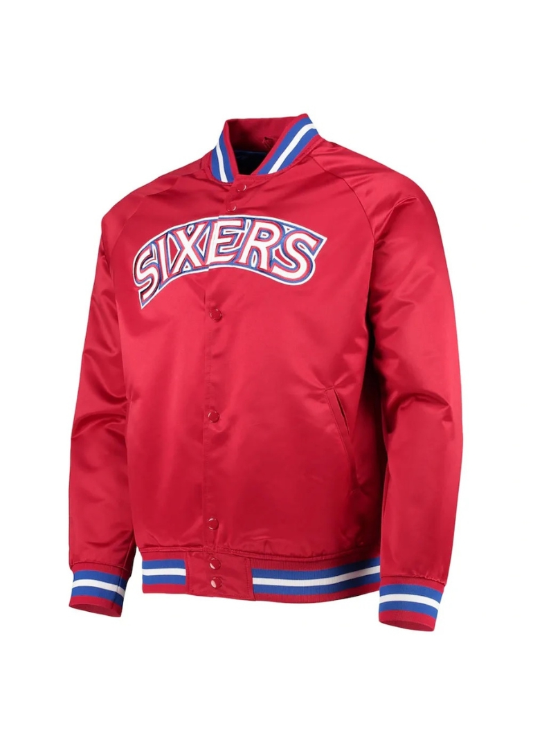 Philadelphia 76ers Sixers Satin Full-Snap Jacket 3 Philadelphia 76ers Sixers Satin Snap Jacket