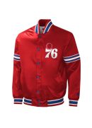 Philadelphia 76ers Slider Red Varsity Satin Jacket