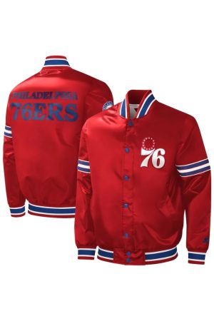 Philadelphia 76ers Slider Red Varsity Satin Jacket
