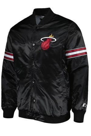 Pick & Roll Miami Heat Black Varsity Satin Jacket