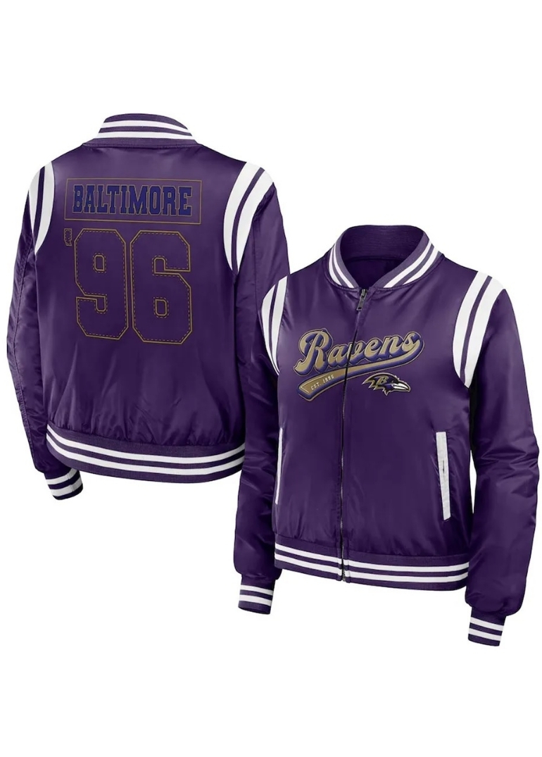 Purple Baltimore Ravens Bomber Full-Zip Jacket 3 Purple Baltimore Ravens Bomber Full-Zip Varsity Jacket
