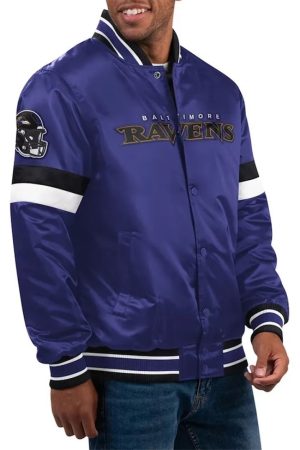 Purple Baltimore Ravens Home Game Varsity Full-Snap Satin Jacket
