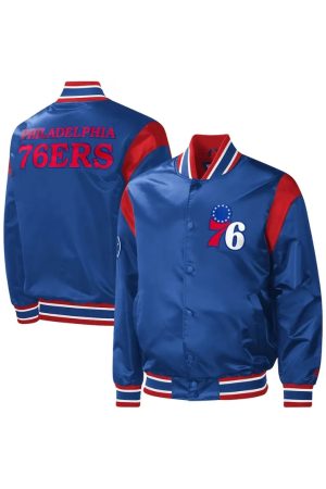 Royal Philadelphia 76ers Force Play Satin Jacket