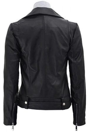 1UP Ruby Rose Biker Black Leather Jacket