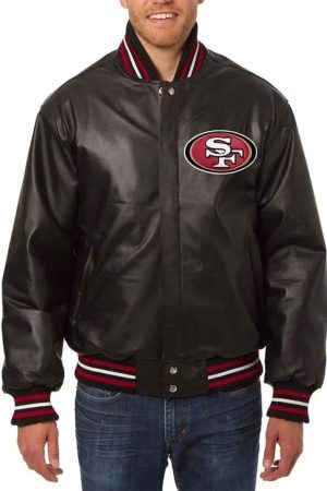 San Francisco 49ers Varsity Black Leather Jacket