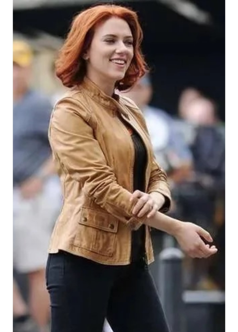 Scarlett Johansson The Avengers Movie Leather Jacket 2 Scarlett Johansson The Avengers Movie Jacket