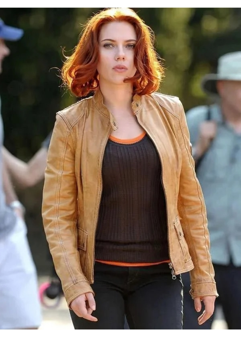 Scarlett Johansson The Avengers Movie Leather Jacket 1 Scarlett Johansson The Avengers Movie Leather Jacket