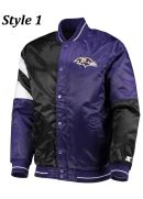 Starter Baltimore Ravens Satin Purple and Black Varsity Jacket