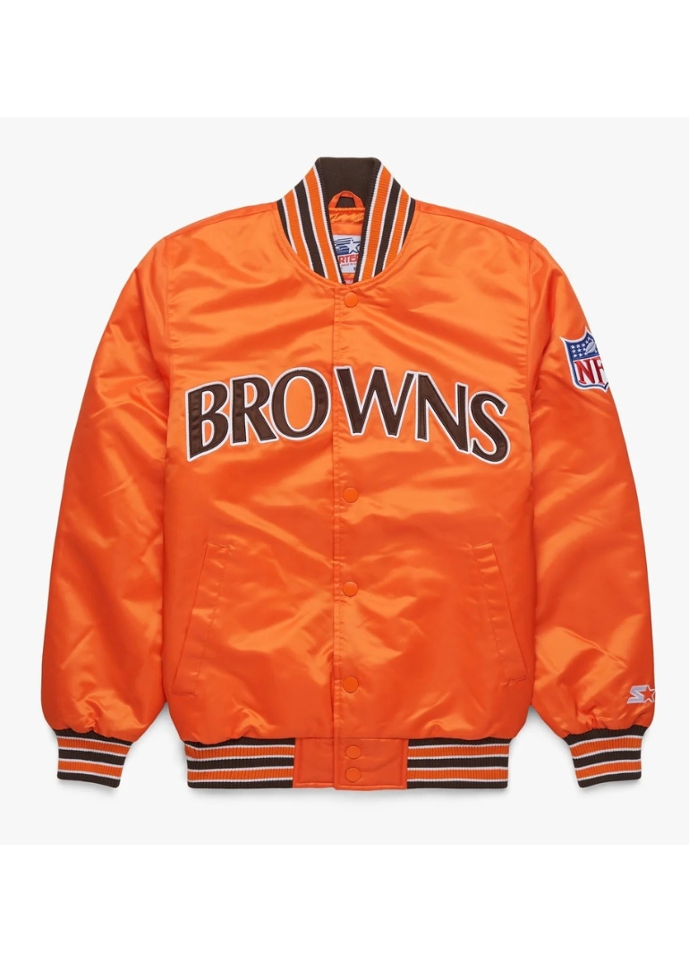 Starter Nfl Browns Satin Varsity Jacket 1 Starter Nfl Browns Satin Varsity Jacket