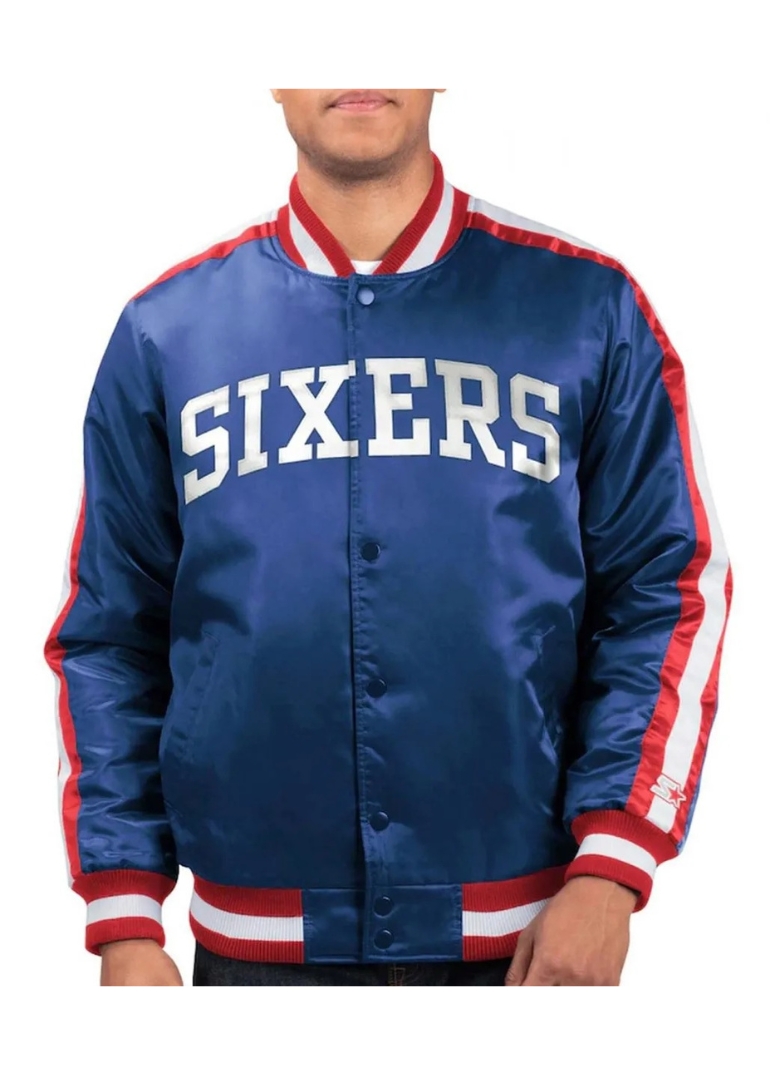 The Offensive Philadelphia 76ers Varsity Satin Full-Snap Jacket 3 The Offensive Philadelphia 76ers Varsity Full-Snap Jacket