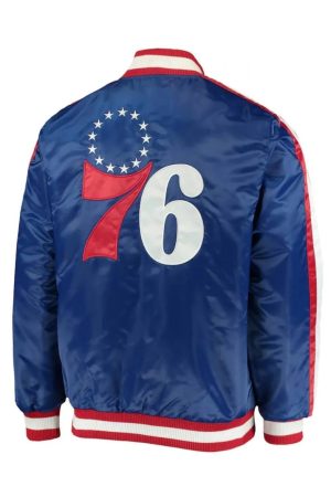 The Offensive Philadelphia 76ers Varsity Satin Full-Snap Jacket