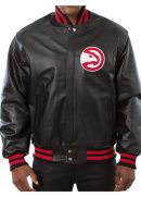 Varsity Atlanta Hawks Black Leather Jacket