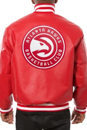 Varsity Atlanta Hawks Red Leather Jacket