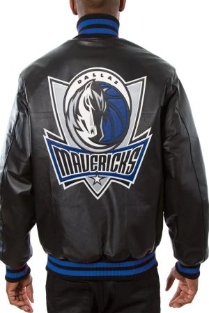 Varsity Dallas Mavericks Black Leather Jacket