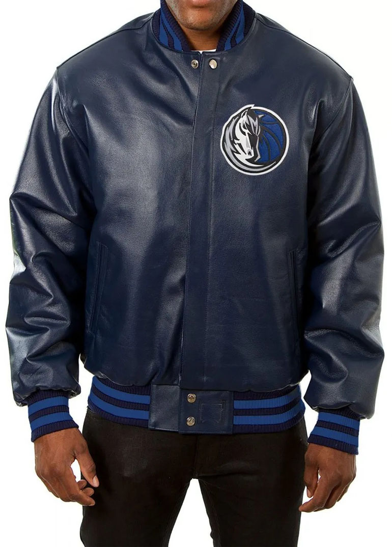 Varsity Dallas Mavericks Navy Blue Leather Jacket 1 Varsity Dallas Mavericks Navy Blue Leather Jacket