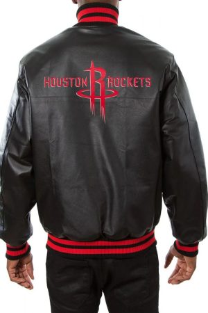 Varsity Houston Rockets Black Leather Jacket