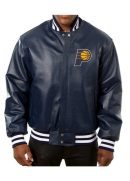 Varsity Indiana Pacers Navy Blue Leather Jacket